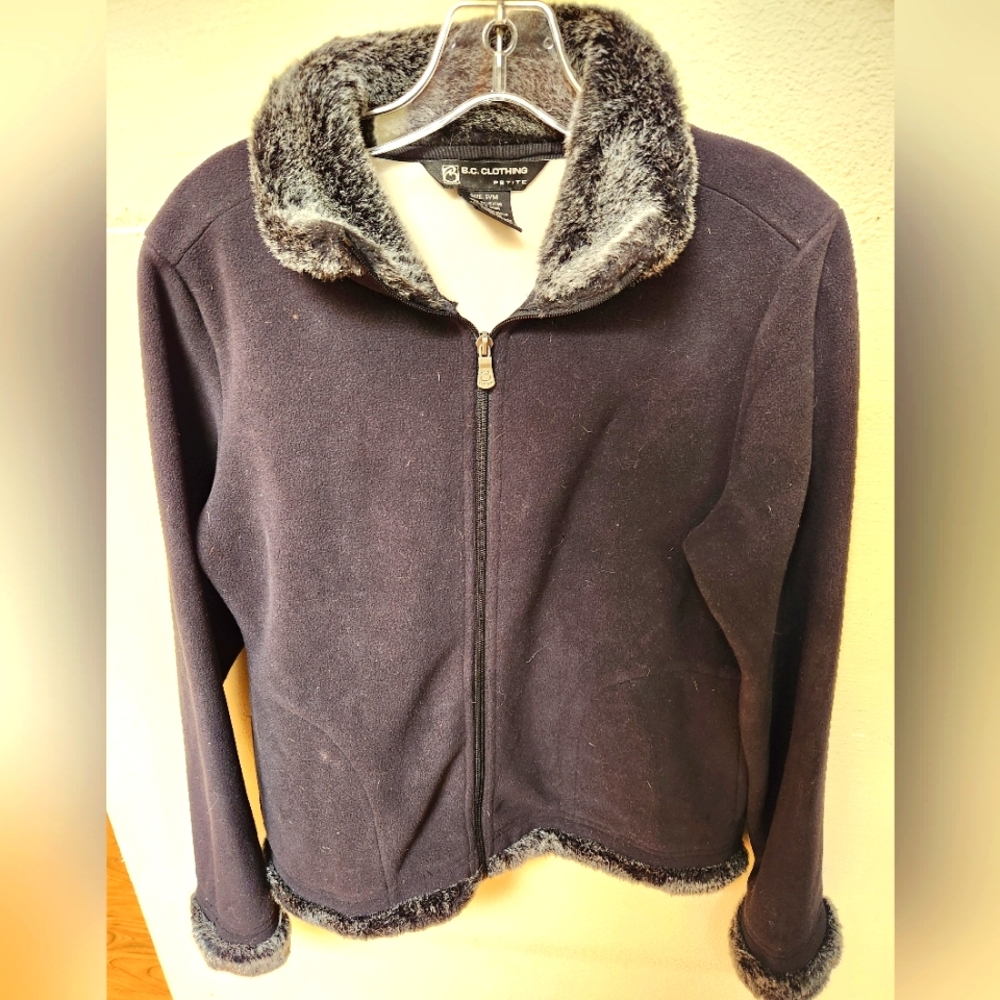 Black Faux Fur Collar Jacket